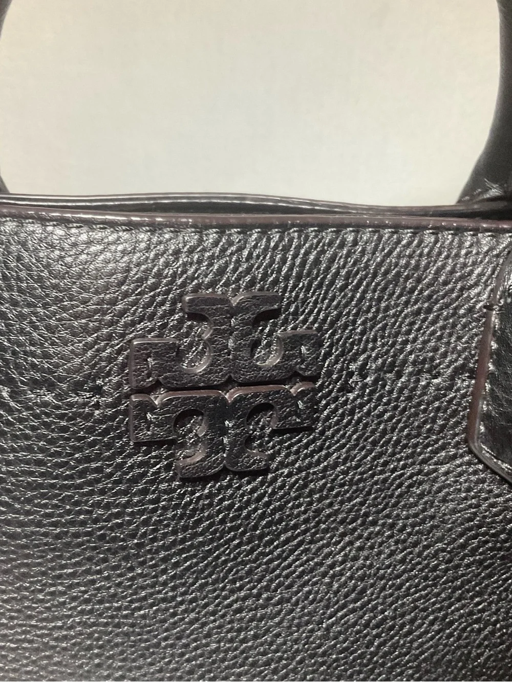 Tory Burch McGraw Triple Compartment Black Leather Satchel Bag